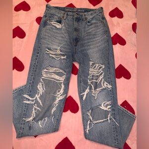 American Eagle High-Rise distressed Mom Jeans